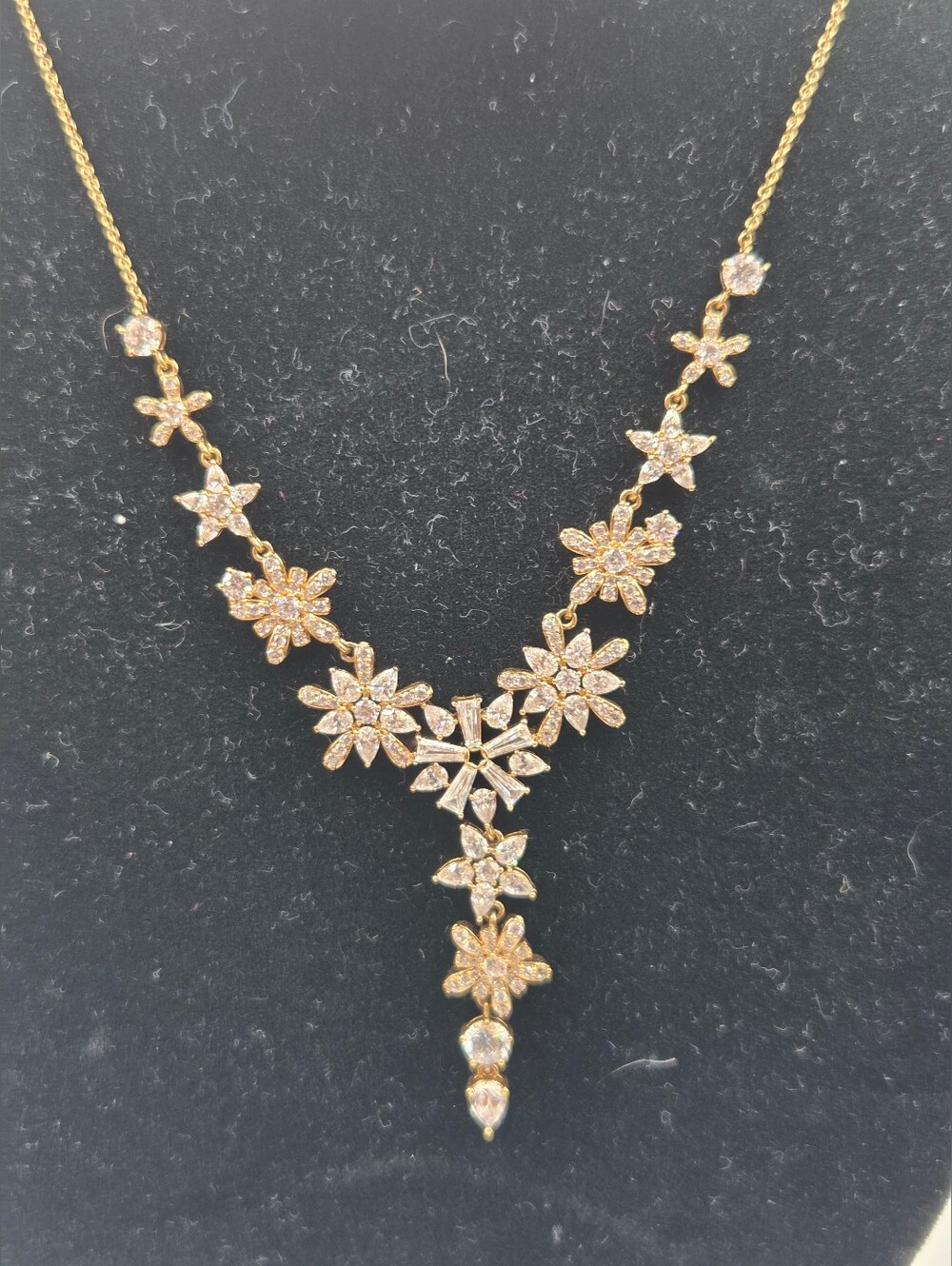 Nordstrom Nadri Freya Drama Flower Y-Necklace gold-tone metal and crystal